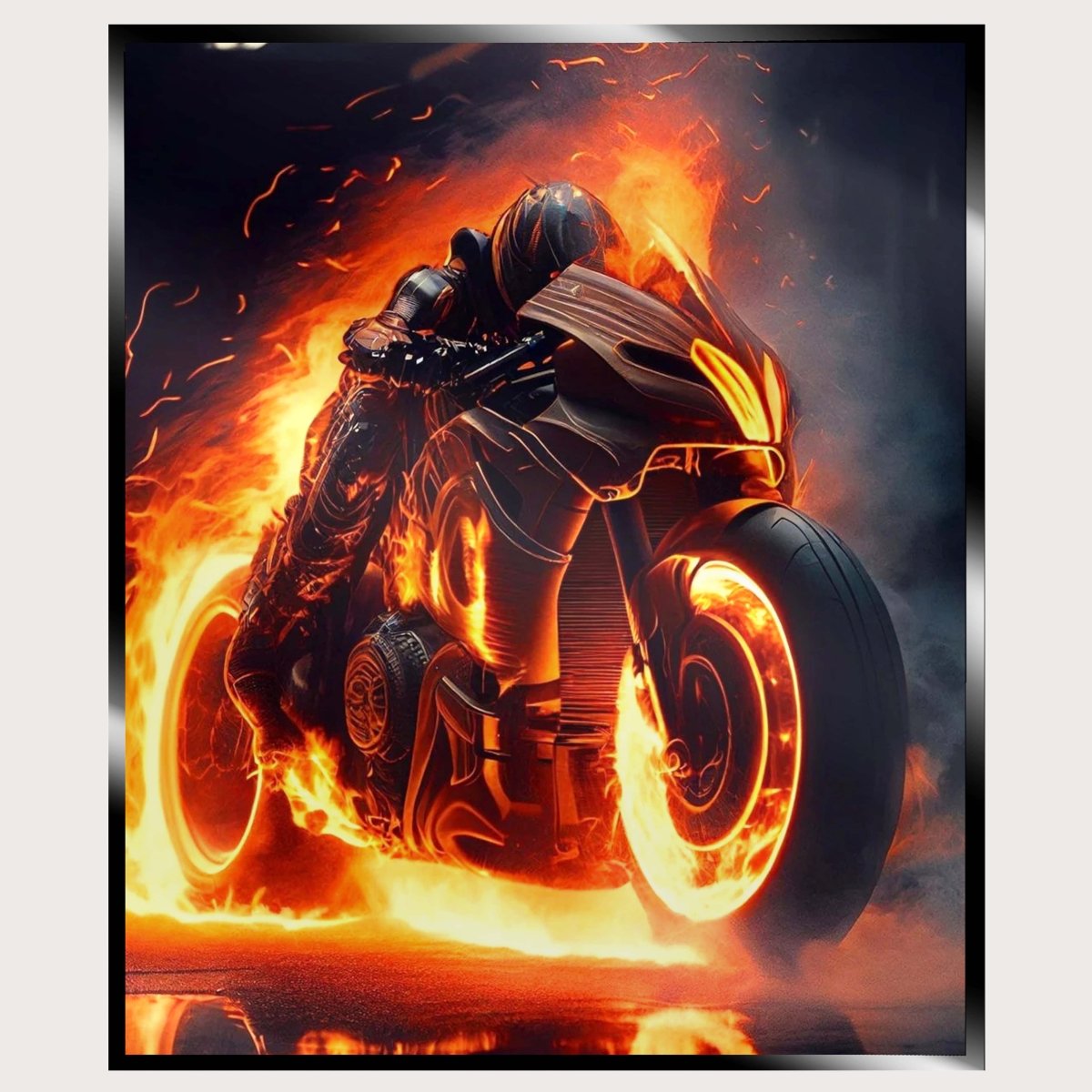 Illuminated Wall Art - Burning Motorbike - madaboutneon