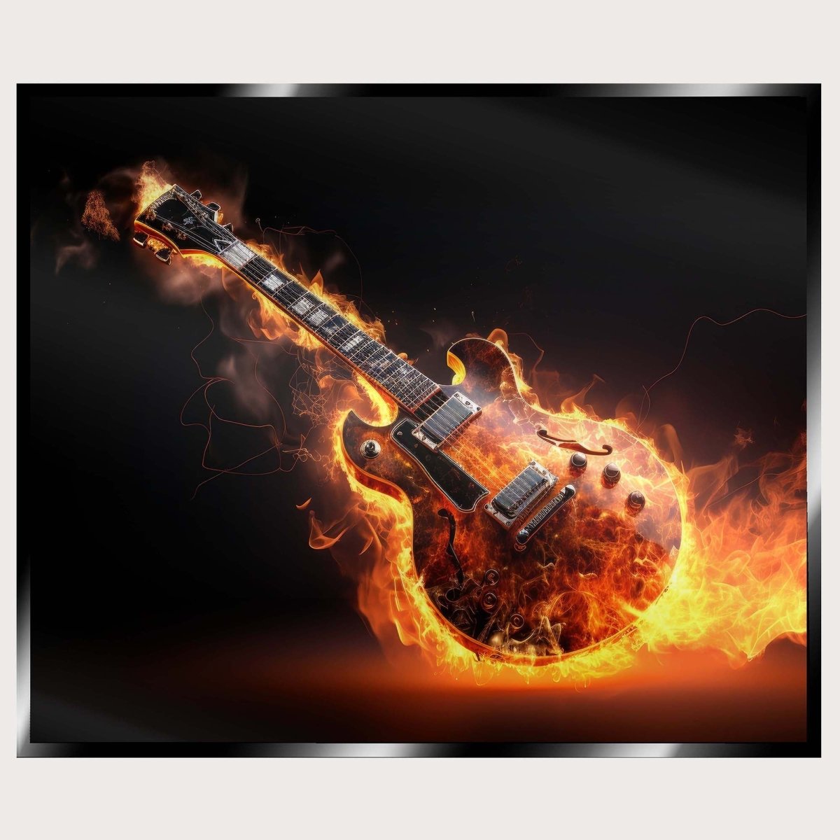 Illuminated Wall Art - Flaming Guitar - madaboutneon