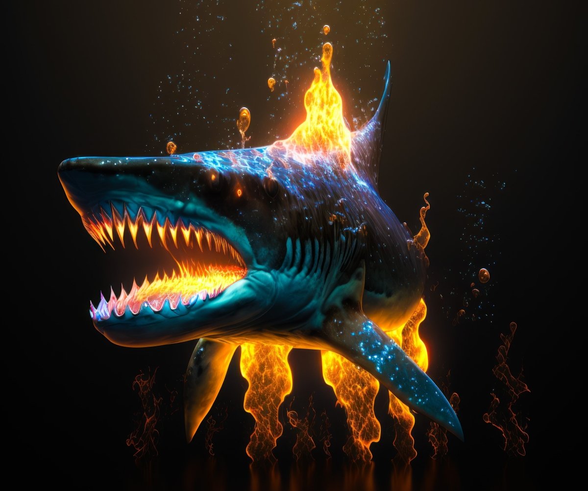 Illuminated Wall Art - Flaming Shark - madaboutneon