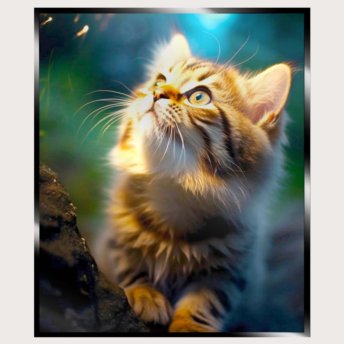 Illuminated Wall Art - Kitten Looking Up - madaboutneon