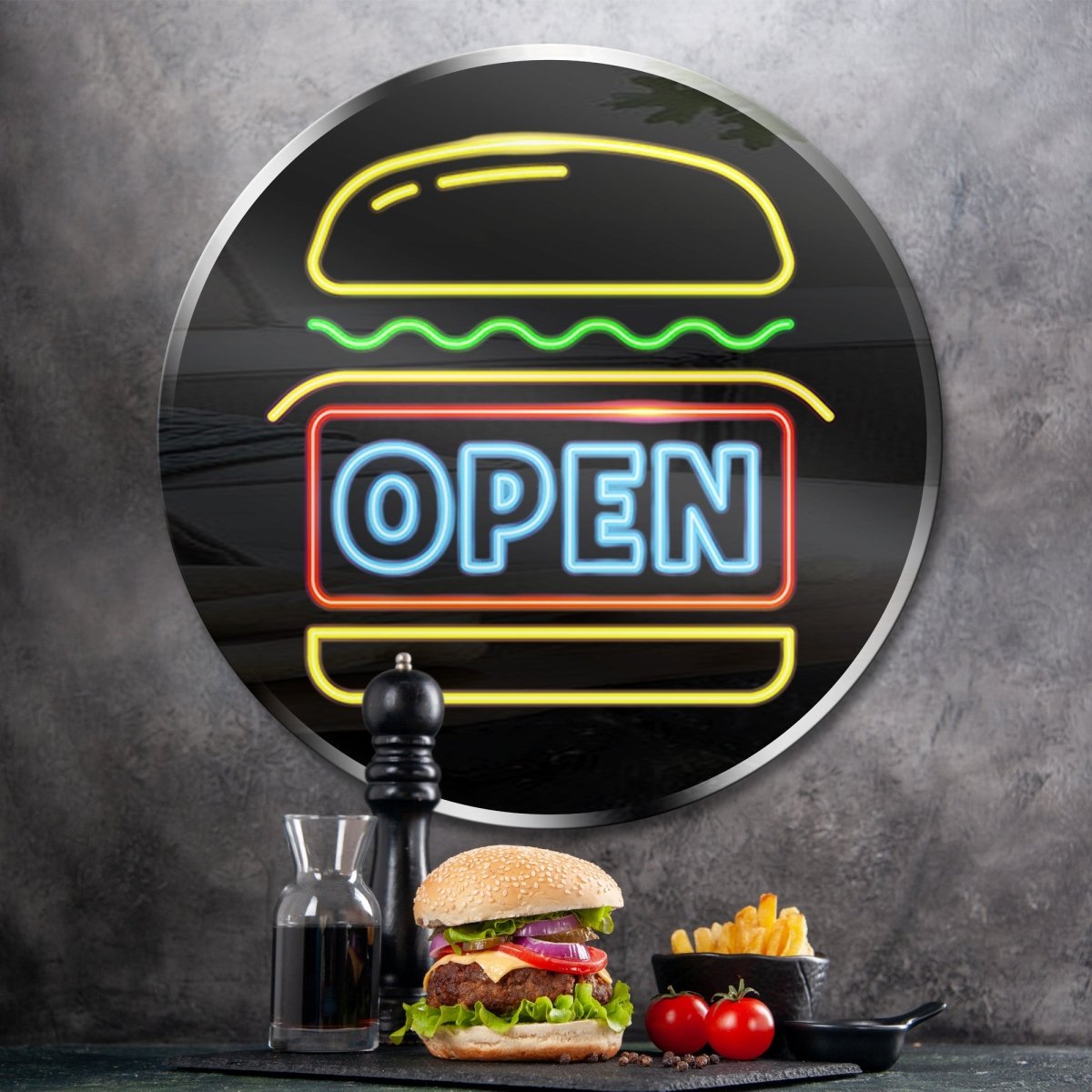 Personalized Neon Sign Open Burger - madaboutneon