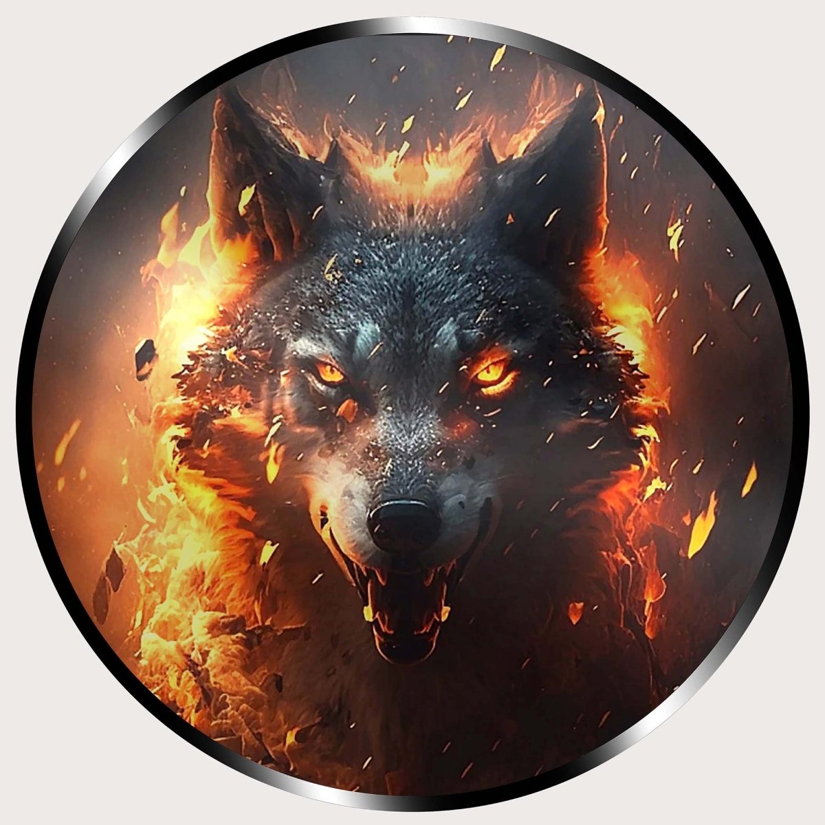 Illuminated Wall Art - Angry Fire Wolf - madaboutneon