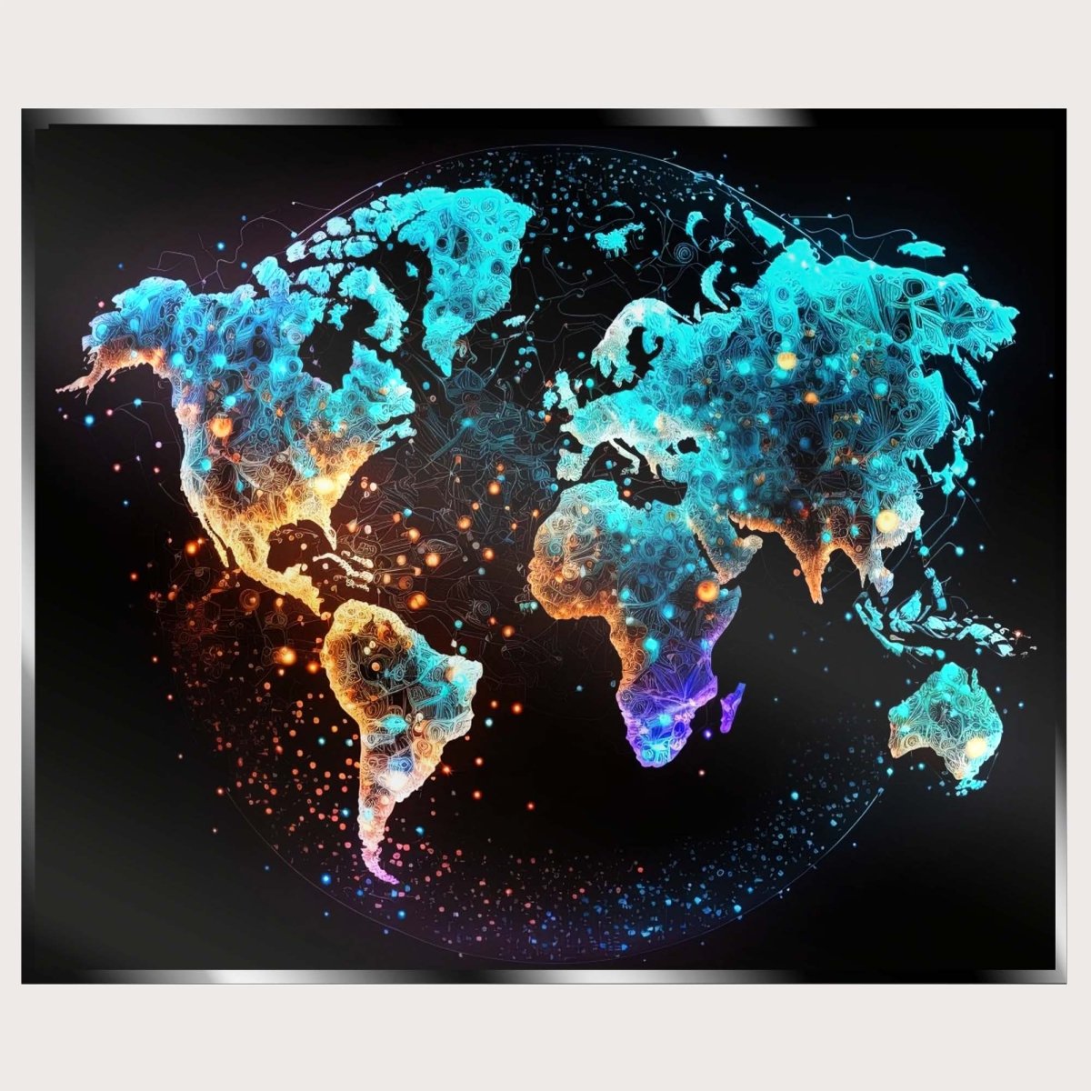 Illuminated Wall Art - Earth Map - madaboutneon