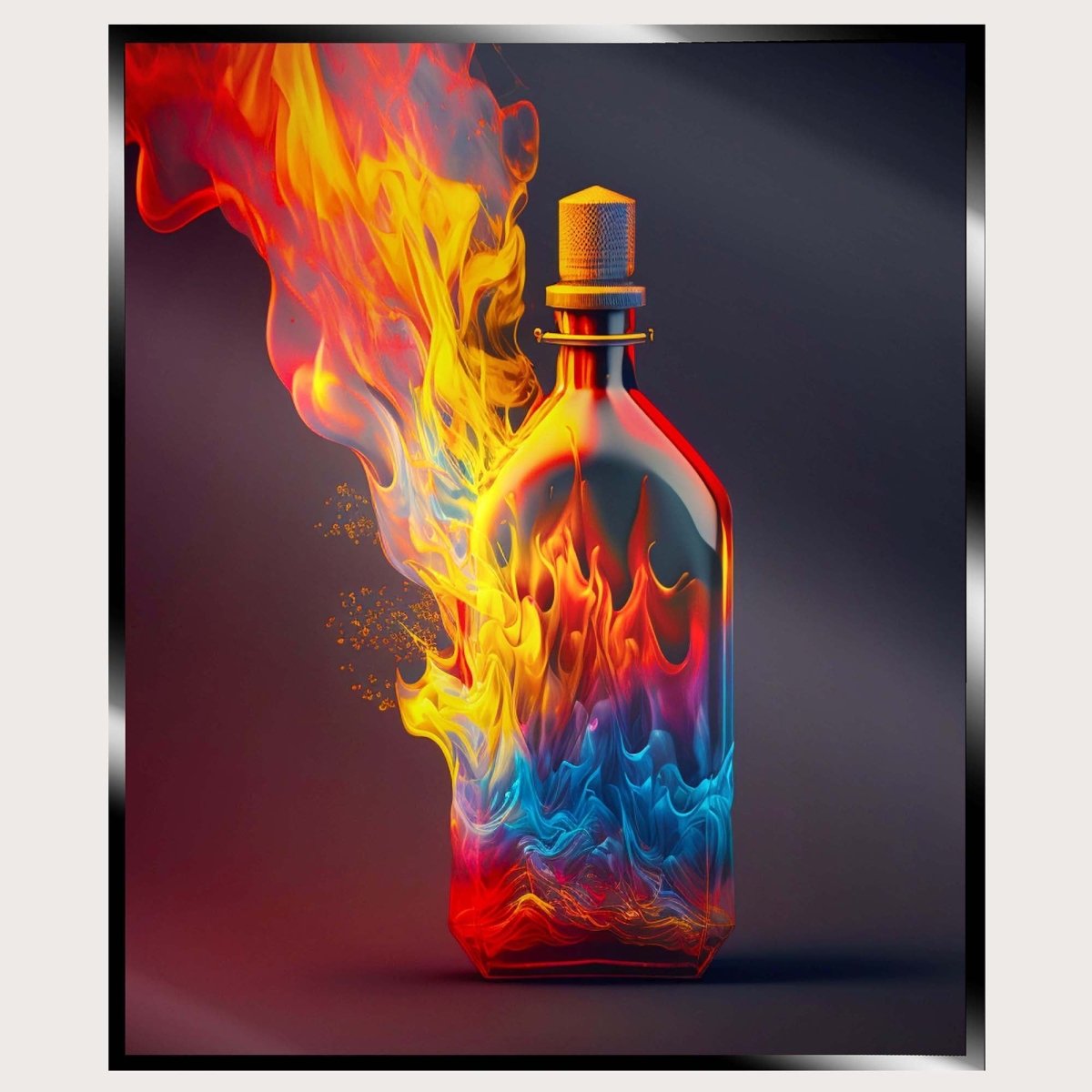 Illuminated Wall Art - Flaming Bottle - madaboutneon