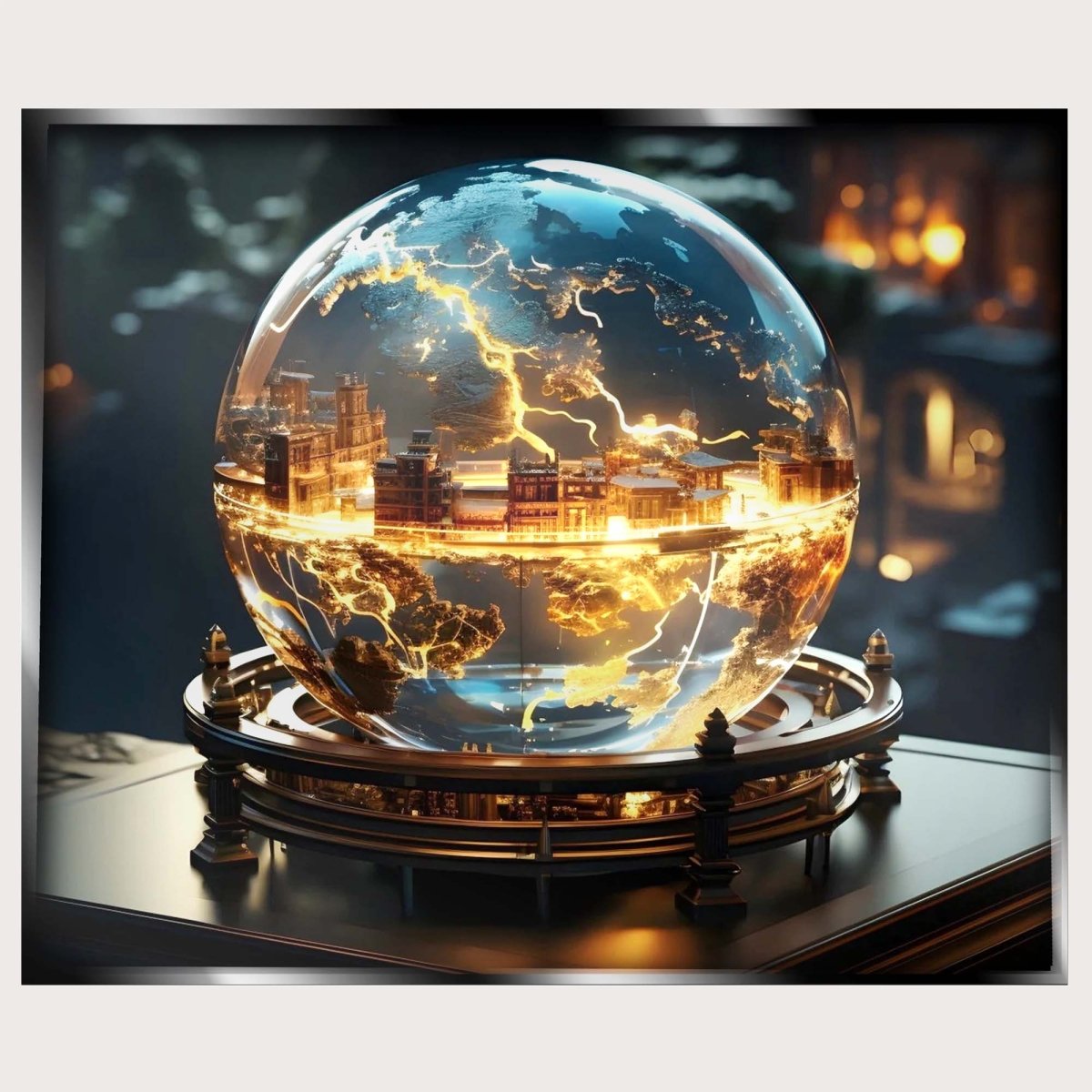 Illuminated Wall Art - Glass Globe Scene - madaboutneon