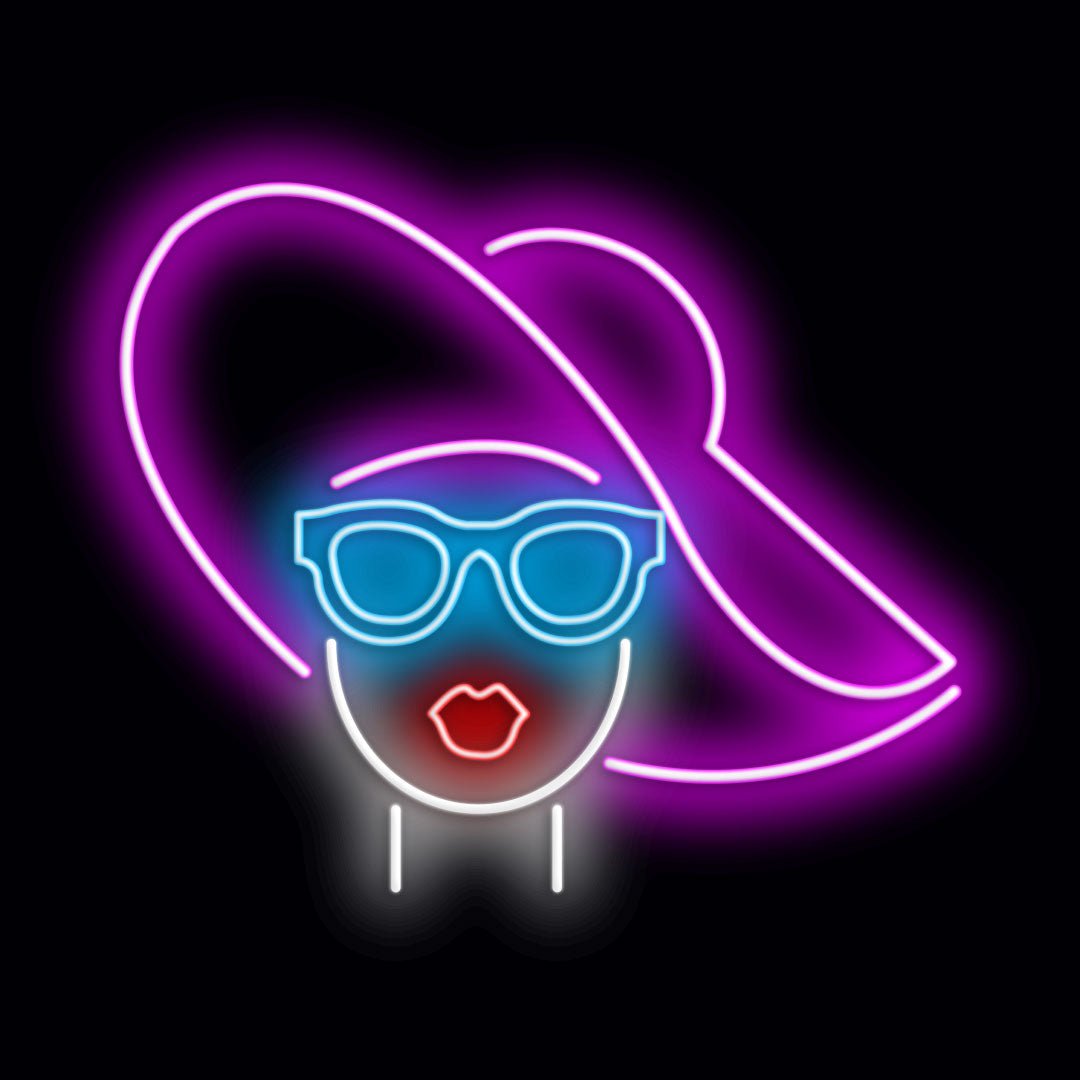 Personalised LED Neon Sign LADY WITH HAT - madaboutneon