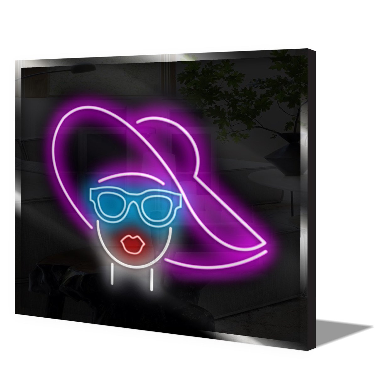 Personalised LED Neon Sign LADY WITH HAT - madaboutneon
