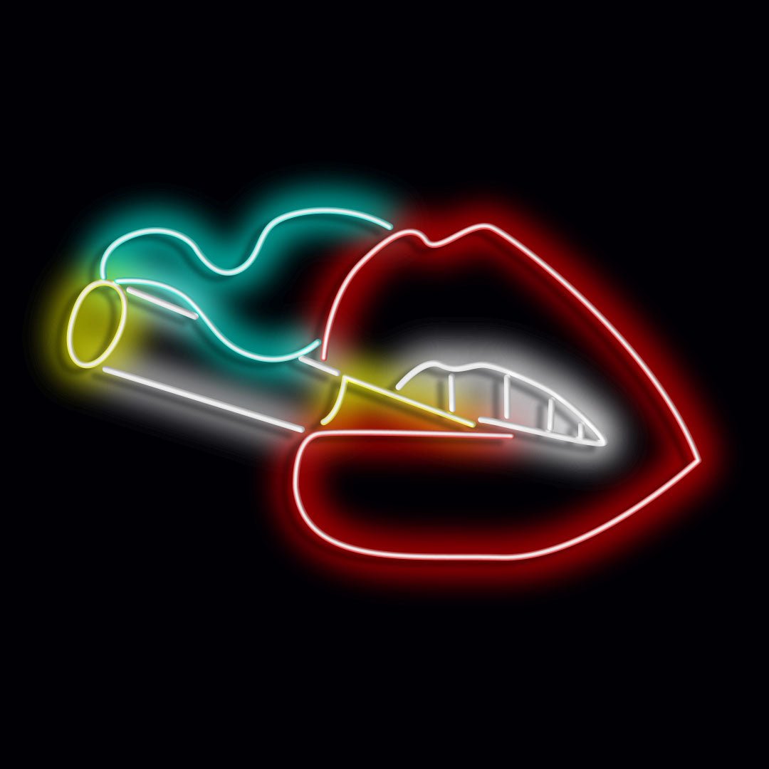 Personalised LED Neon Sign LIPS AND CIGARETTE - madaboutneon