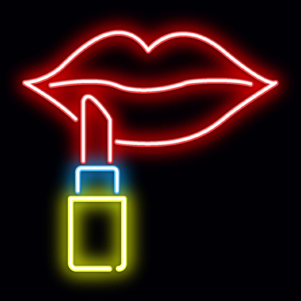 Personalised LED Neon Sign LIPS AND LIPSTICK - madaboutneon