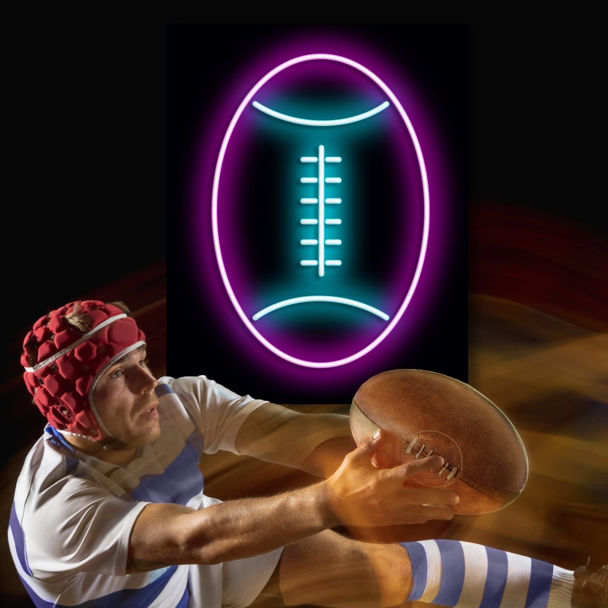Personalised LED Neon Sign RUGBY BALL - madaboutneon