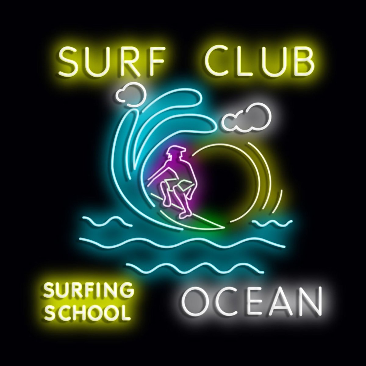 Personalised LED Neon Sign SURF CLUB 1 - madaboutneon
