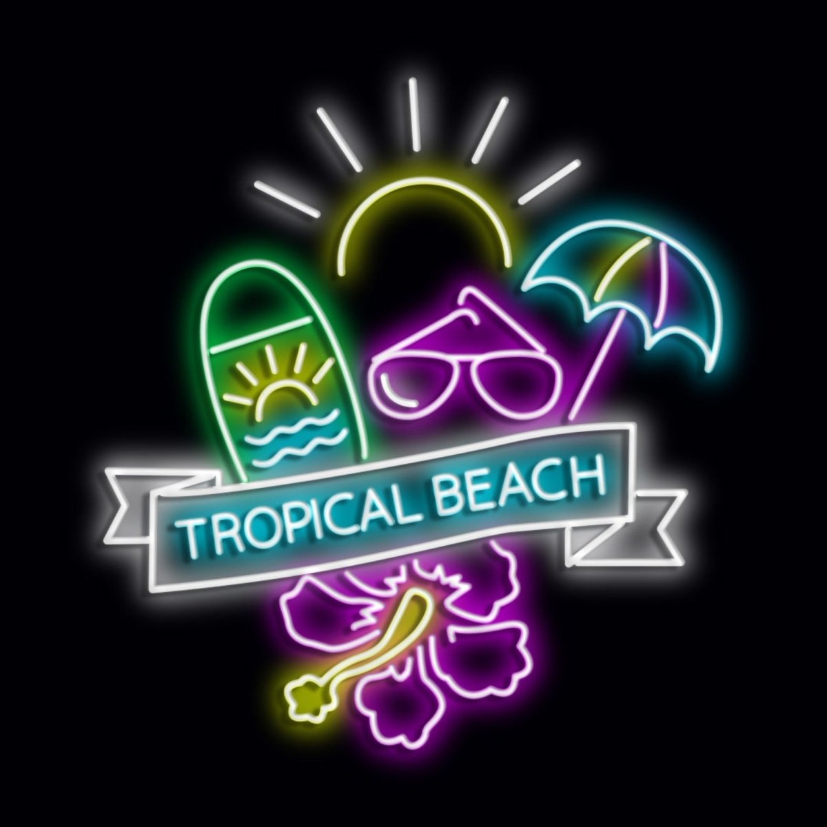Personalised LED Neon Sign TROPICAL BEACH - madaboutneon
