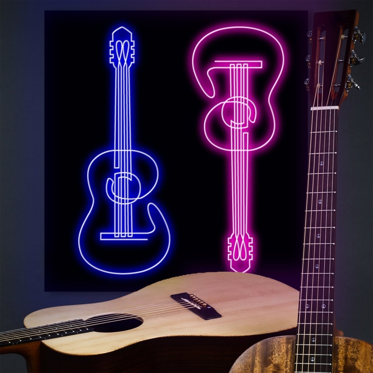 Personalised LED Neon Sign TWO GUITARS - madaboutneon
