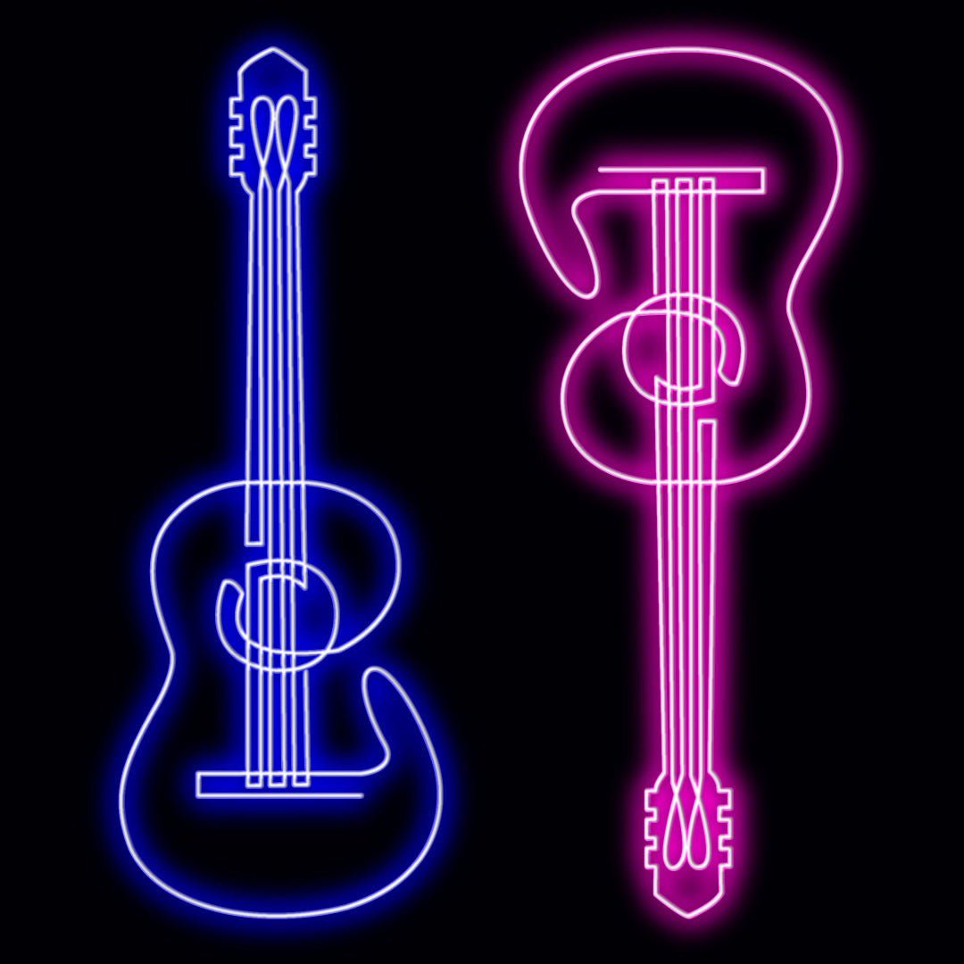 Personalised LED Neon Sign TWO GUITARS - madaboutneon