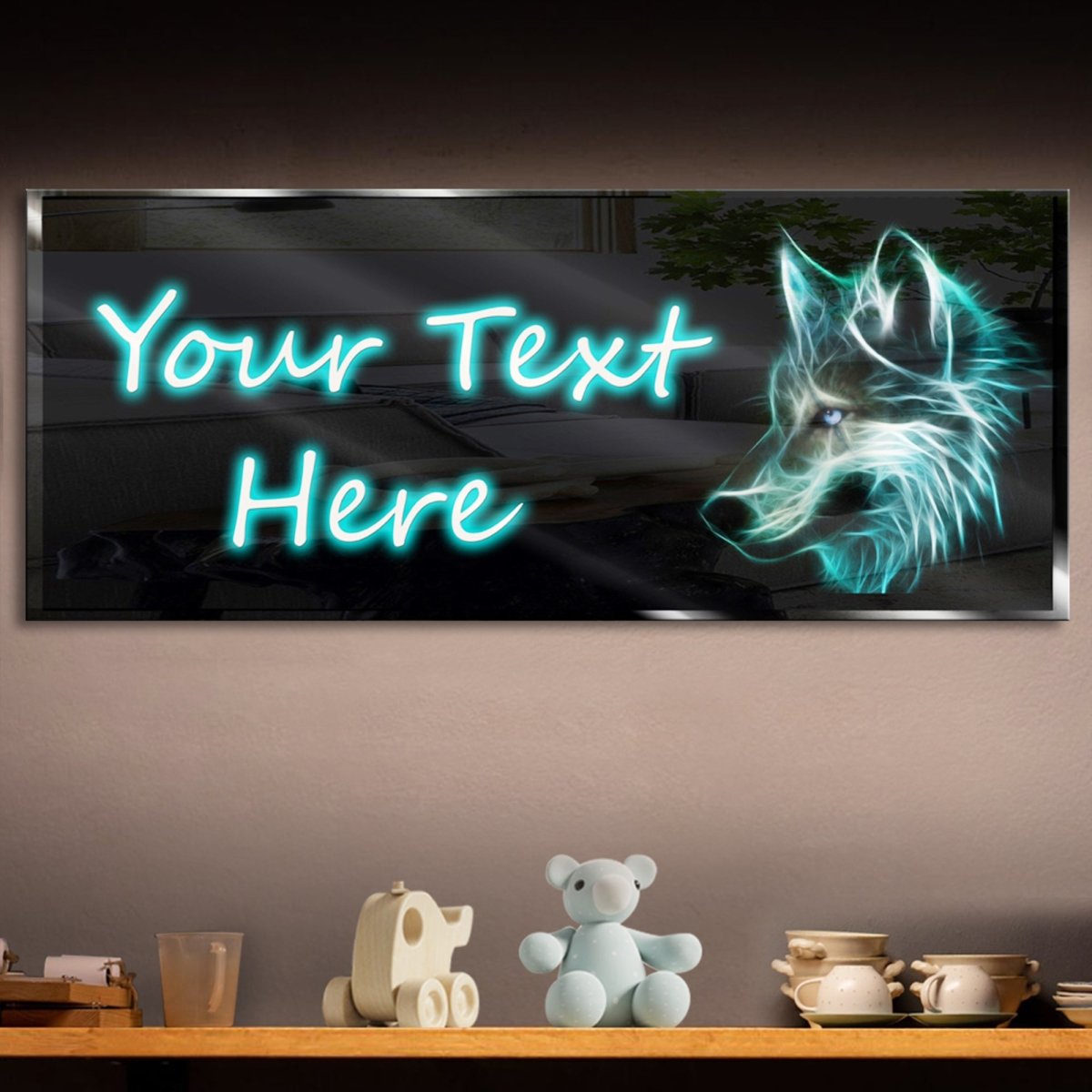Personalized Blue Wolf Neon Sign 600mm X 250mm - madaboutneon