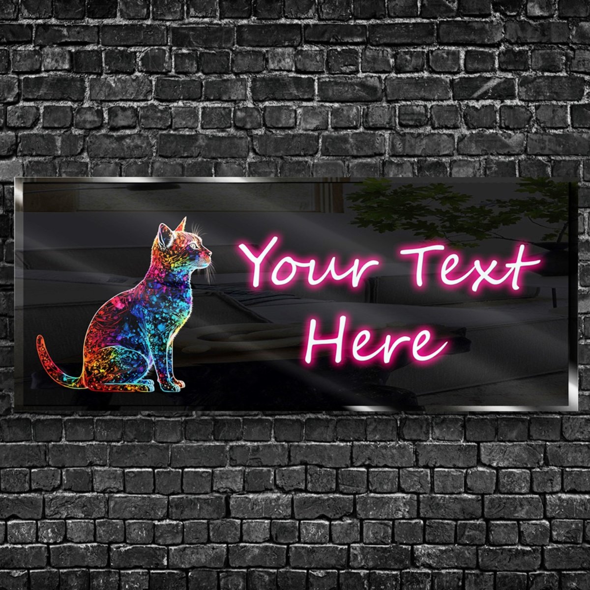 Personalized Colorful Sitting Cat Neon Sign 600mm X 250mm - madaboutneon