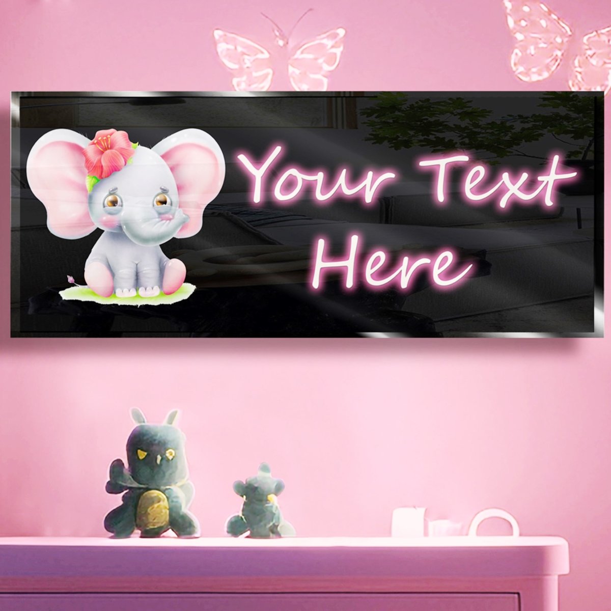 Personalized Cute Elephant Neon Sign 600mm X 250mm - madaboutneon