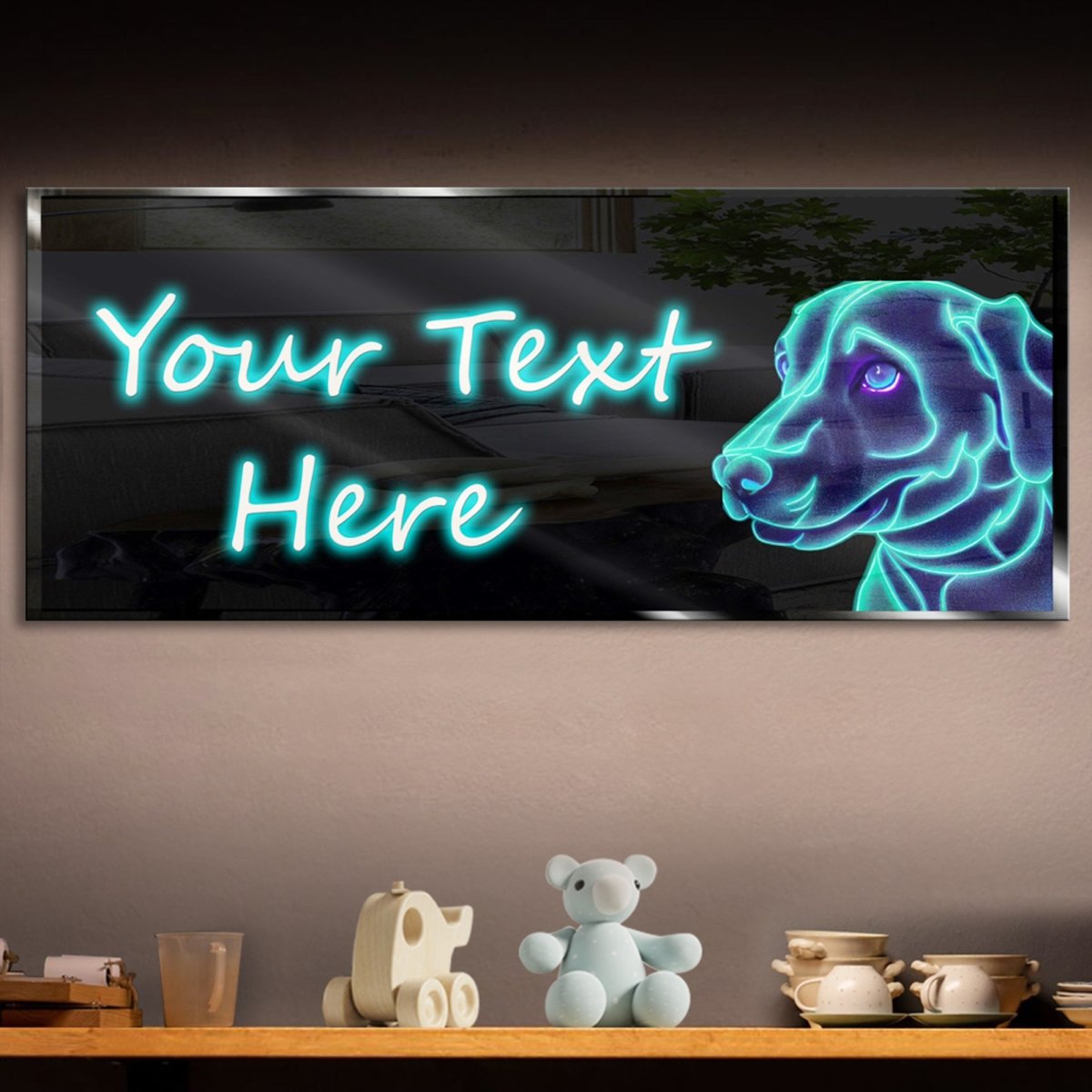 Personalized Cyan Dog Neon Sign 600mm X 250mm - madaboutneon