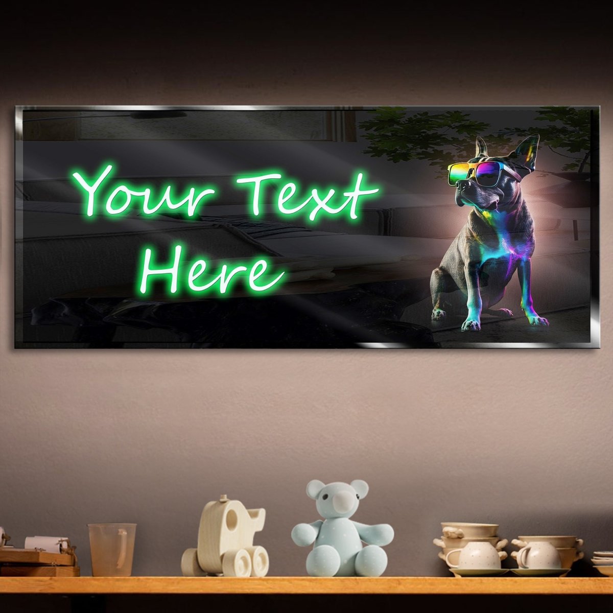 Personalized Dog with Shades Neon Sign 600mm X 250mm - madaboutneon