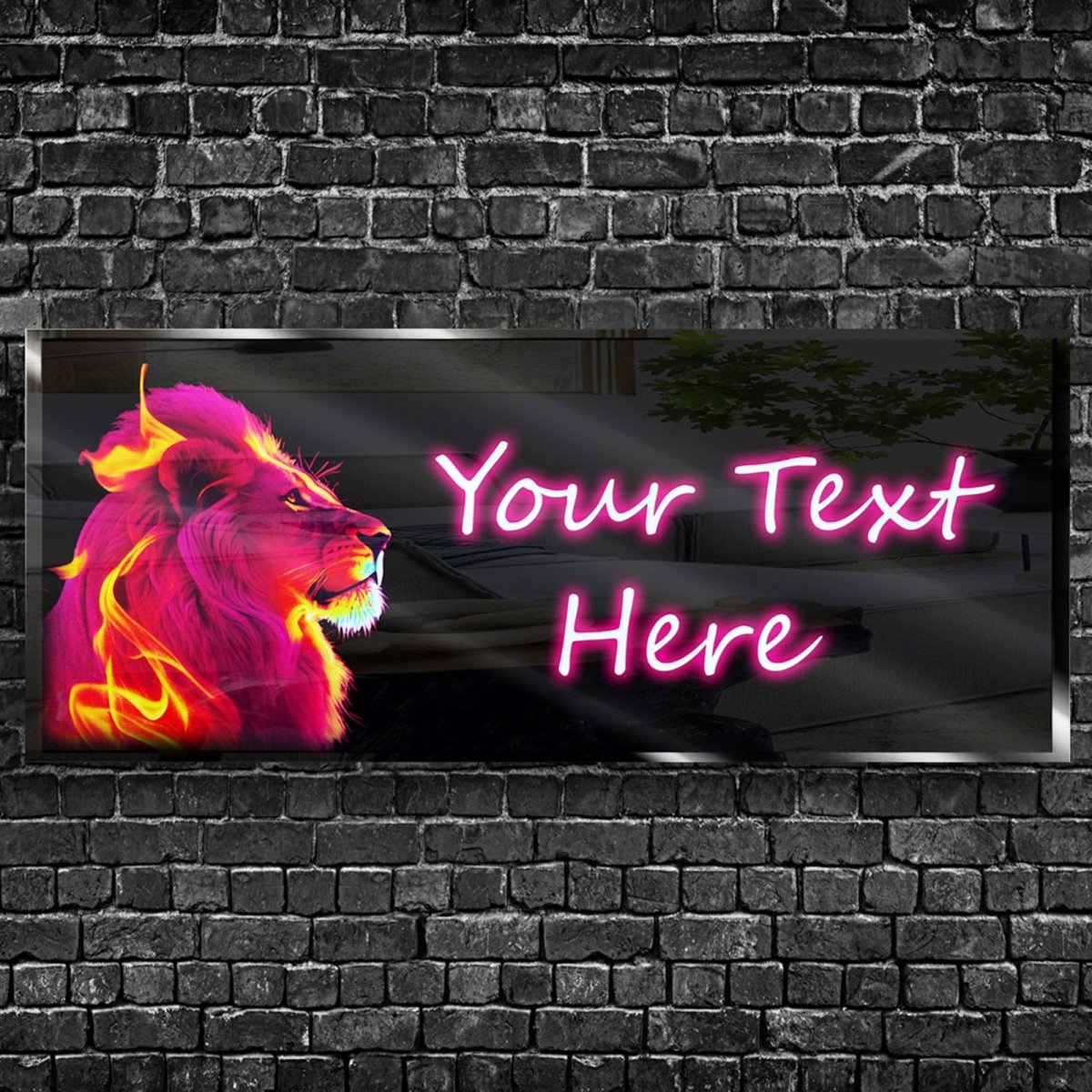 Personalized Flaming Pink Lion Neon Sign 600mm X 250mm - madaboutneon
