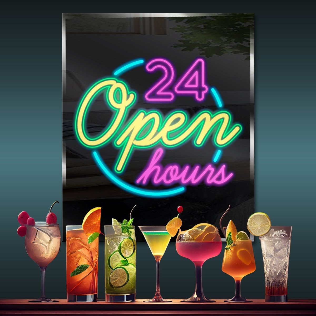 Personalized Neon Sign 24 Hours Open - madaboutneon