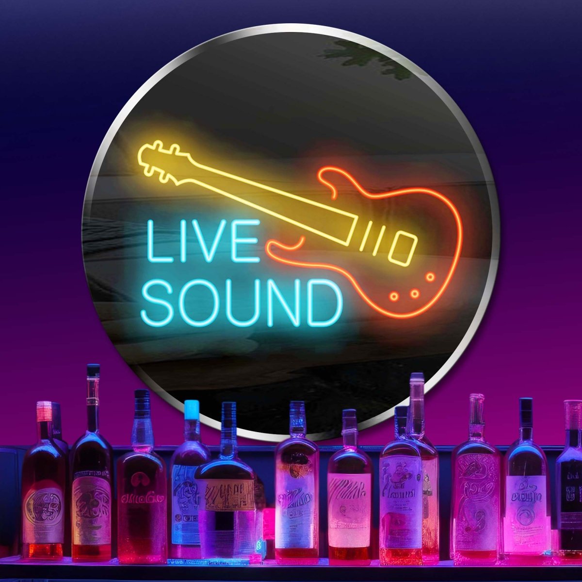 Personalized Neon Sign Live Sound Guitar - madaboutneon
