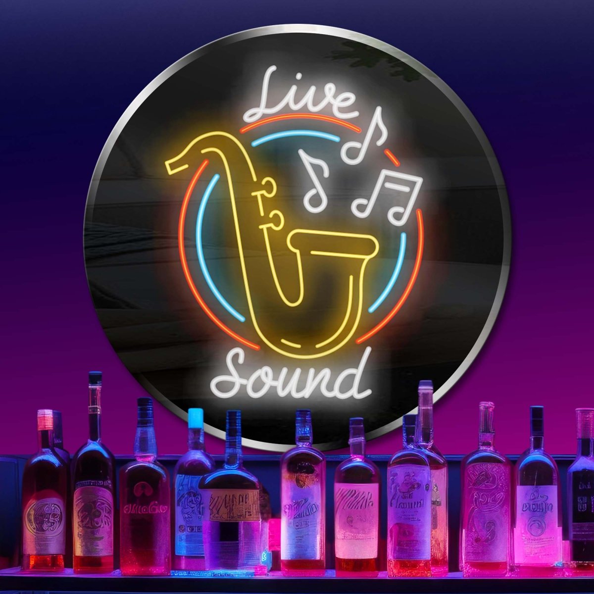 Personalized Neon Sign Live Sound Saxophone - madaboutneon