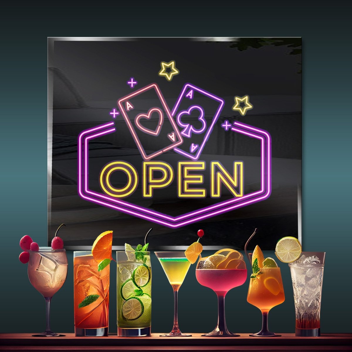 Personalized Neon Sign Open Cards - madaboutneon