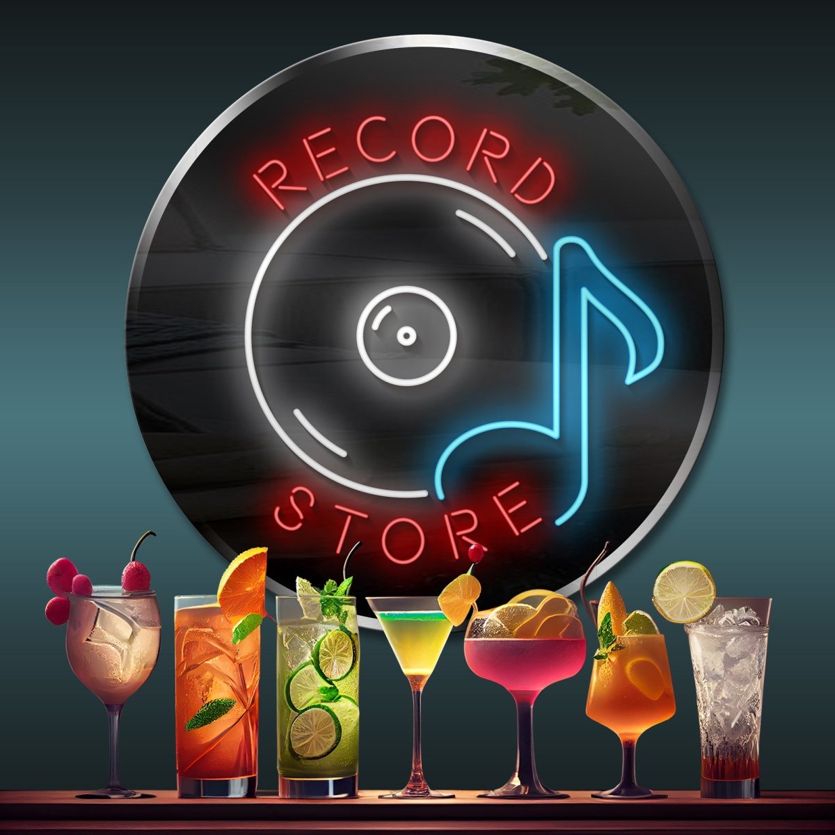 Personalized Neon Sign Record Store - madaboutneon