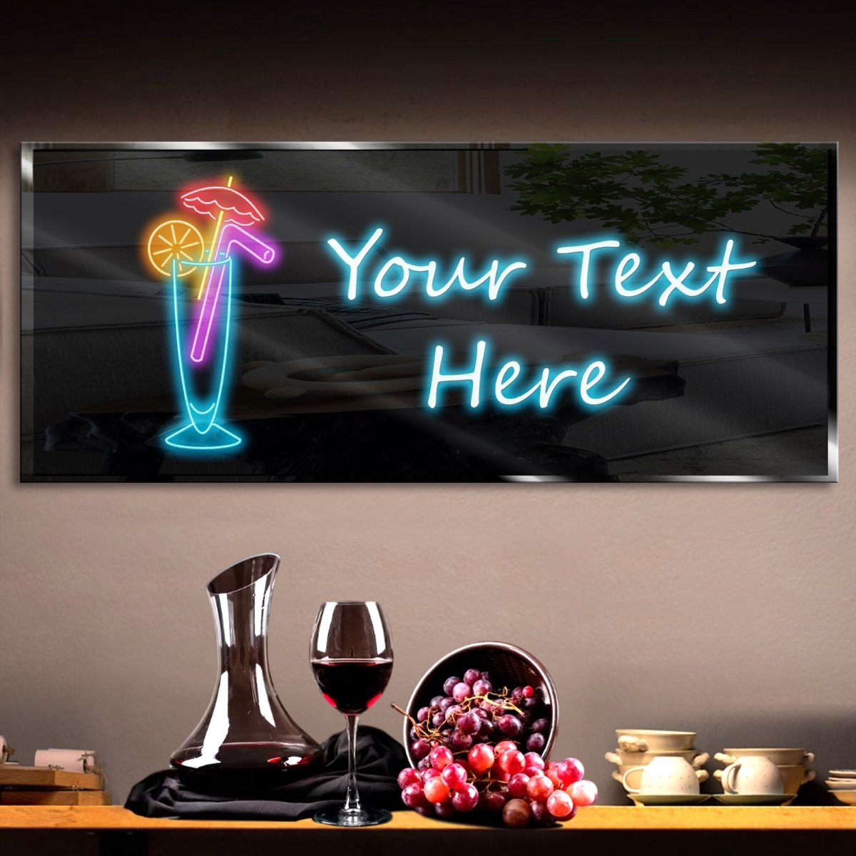 Personalized Straw Glass Neon Sign 600mm X 250mm - madaboutneon